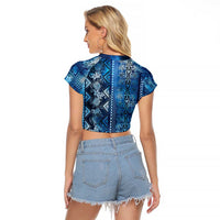 Hawaii Makahiki Turtle Raglan Cropped T Shirt Galaxy Tapa Pattern - Polynesian Pride
