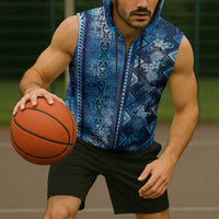 Hawaii Makahiki Turtle Sleeveless Zip Hoodie Galaxy Tapa Pattern - Polynesian Pride