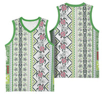 Hawaii Makahiki Turtle Basketball Jersey Green Tapa Pattern - Polynesian Pride
