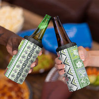 Hawaii Makahiki Turtle 4 in 1 Can Cooler Tumbler Green Tapa Pattern - Polynesian Pride