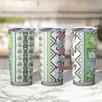 Hawaii Makahiki Turtle Tumbler Cup Green Tapa Pattern - Polynesian Pride