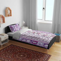 Hawaii Makahiki Turtle Bedding Set Violet Tapa Pattern - Polynesian Pride