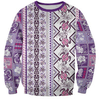 Hawaii Makahiki Turtle Sweatshirt Violet Tapa Pattern - Polynesian Pride