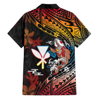 Hawaii And Japan Family Matching Off Shoulder Short Dress and Hawaiian Shirt Koi Fish With Kanaka Maoli LT05 - Polynesian Pride