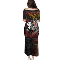 Hawaii And Japan Family Matching Puletasi and Hawaiian Shirt Koi Fish With Kanaka Maoli LT05 - Polynesian Pride