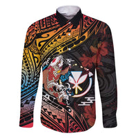 Hawaii And Japan Family Matching Short Sleeve Bodycon Dress and Hawaiian Shirt Koi Fish With Kanaka Maoli LT05 Dad's Shirt - Long Sleeve Black - Polynesian Pride