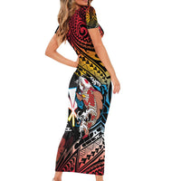 Hawaii And Japan Family Matching Short Sleeve Bodycon Dress and Hawaiian Shirt Koi Fish With Kanaka Maoli LT05 - Polynesian Pride