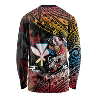 Hawaii And Japan Long Sleeve Shirt Koi Fish With Kanaka Maoli LT05 - Polynesian Pride