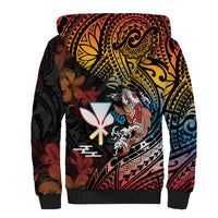 Hawaii And Japan Sherpa Hoodie Koi Fish With Kanaka Maoli LT05 - Polynesian Pride