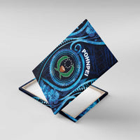 FSM Pohnpei Canvas Wall Art Ocean Floral Pattern LT05 With Frame Blue - Polynesian Pride