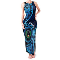 Personalised FSM Pohnpei Family Matching Tank Maxi Dress and Hawaiian Shirt Ocean Floral Pattern