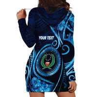 Personalised FSM Pohnpei Hoodie Dress Ocean Floral Pattern