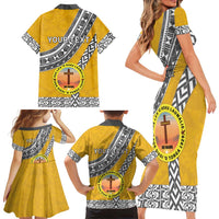 Personalised Anastasis College Family Matching Short Sleeve Bodycon Dress and Hawaiian Shirt Tonga Unique Style - Polynesian Pride