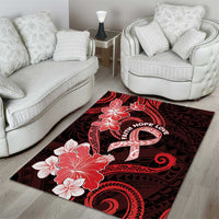 Heart Health Awareness Area Rug Warrior Wears Red Polynesian Style