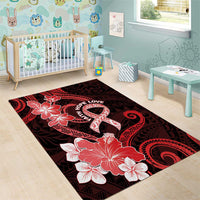 Heart Health Awareness Area Rug Warrior Wears Red Polynesian Style