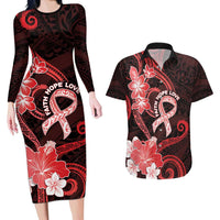 Heart Health Awareness Couples Matching Long Sleeve Bodycon Dress and Hawaiian Shirt Warrior Wears Red Polynesian Style LT05 Red - Polynesian Pride