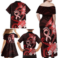 Heart Health Awareness Family Matching Off Shoulder Maxi Dress and Hawaiian Shirt Warrior Wears Red Polynesian Style LT05 - Polynesian Pride