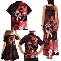 Heart Health Awareness Family Matching Tank Maxi Dress and Hawaiian Shirt Warrior Wears Red Polynesian Style LT05 - Polynesian Pride