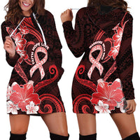 Heart Health Awareness Hoodie Dress Warrior Wears Red Polynesian Style