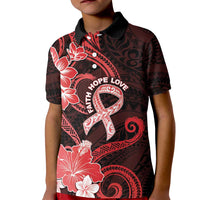 Heart Health Awareness Kid Polo Shirt Warrior Wears Red Polynesian Style