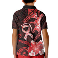 Heart Health Awareness Kid Polo Shirt Warrior Wears Red Polynesian Style