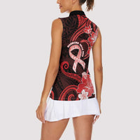 Heart Health Awareness Women Sleeveless Polo Shirt Warrior Wears Red Polynesian Style