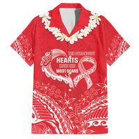 Heart Health Awareness Family Matching Long Sleeve Bodycon Dress and Hawaiian Shirt Polynesian Red Ribbon LT05 Dad's Shirt - Short Sleeve Red - Polynesian Pride