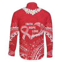 Heart Health Awareness Family Matching Off Shoulder Maxi Dress and Hawaiian Shirt Polynesian Red Ribbon LT05 - Polynesian Pride
