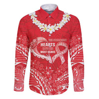 Heart Health Awareness Family Matching Puletasi and Hawaiian Shirt Polynesian Red Ribbon LT05 Dad's Shirt - Long Sleeve Red - Polynesian Pride