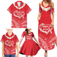 Heart Health Awareness Family Matching Summer Maxi Dress and Hawaiian Shirt Polynesian Red Ribbon LT05 - Polynesian Pride