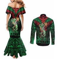 New Zealand ANZAC Day Couples Matching Mermaid Dress and Long Sleeve Button Shirt Aotearoa Hei Tiki LT05 - Polynesian Pride