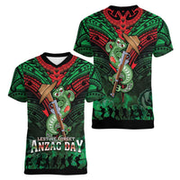 New Zealand ANZAC Day Women V-Neck T-Shirt Aotearoa Hei Tiki