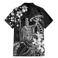 Hawaii King Kamehameha Day Family Matching Mermaid Dress and Hawaiian Shirt Polynesian Pattern Mix Hibiscus Black LT05 - Polynesian Pride