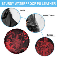 Hawaii King Kamehameha Day Spare Tire Cover Polynesian Pattern Mix Hibiscus Red