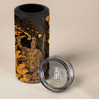 Hawaii King Kamehameha Day 4 in 1 Can Cooler Tumbler Polynesian Pattern Mix Hibiscus Gold LT05 - Polynesian Pride