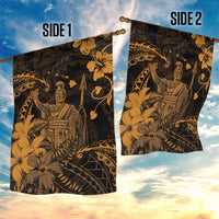 Hawaii King Kamehameha Day Garden Flag Polynesian Pattern Mix Hibiscus Gold