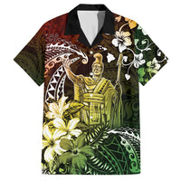 Hawaii King Kamehameha Day Family Matching Short Sleeve Bodycon Dress and Hawaiian Shirt Polynesian Pattern Mix Hibiscus Reggae LT05 Dad's Shirt - Short Sleeve Reggae - Polynesian Pride