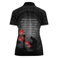 Cook Islands ANZAC Day Women Polo Shirt Soldier Silhouette Remembrance