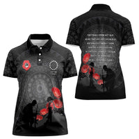 Cook Islands ANZAC Day Women Polo Shirt Soldier Silhouette Remembrance