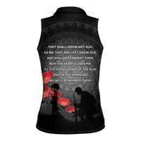 Cook Islands ANZAC Day Women Sleeveless Polo Shirt Soldier Silhouette Remembrance