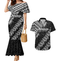 Hawaii Papakolea Born And Raised Couples Matching Mermaid Dress and Hawaiian Shirt Hawaiian Tribal Pattern
