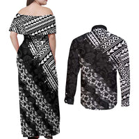 Hawaii Papakolea Born And Raised Couples Matching Off Shoulder Maxi Dress and Long Sleeve Button Shirt Hawaiian Tribal Pattern