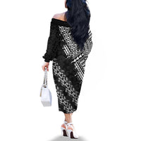 Hawaii Papakolea Born And Raised Family Matching Off The Shoulder Long Sleeve Dress and Hawaiian Shirt Hawaiian Tribal Pattern LT05 - Polynesian Pride