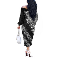 Hawaii Papakolea Born And Raised Off The Shoulder Long Sleeve Dress Hawaiian Tribal Pattern