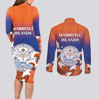 Marshall Islands Fishermen's Day Couples Matching Long Sleeve Bodycon Dress and Long Sleeve Button Shirt It's Fishing Time LT05 - Polynesian Pride