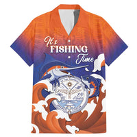 Marshall Islands Fishermen's Day Family Matching Mermaid Dress and Hawaiian Shirt It's Fishing Time LT05 Dad's Shirt - Short Sleeve Orange - Polynesian Pride