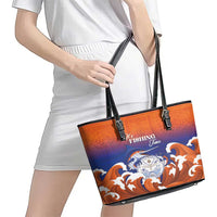 Marshall Islands Fishermen's Day Leather Tote Bag It's Fishing Time LT05 - Polynesian Pride