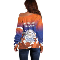 Marshall Islands Fishermen's Day Off Shoulder Sweater It's Fishing Time LT05 - Polynesian Pride