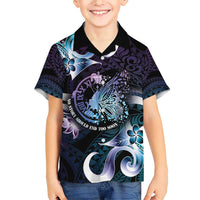 Personalised Polynesia Suicide Prevention Awareness Family Matching Short Sleeve Bodycon Dress and Hawaiian Shirt No Story Should End Too Soon LT05 Son's Shirt Purple - Polynesian Pride