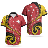Papua New Guinea Independence Couples Matching Puletasi and Hawaiian Shirt Special Style Red Version LT05 - Polynesian Pride